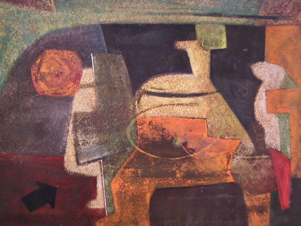 Mid Century Painting 1950'S Abstract Expressionism Modernism Cubism - Image 2 of 3