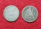1886 Silver Seated Liberty 10c Ten Cents Lot Of 2 Fine & Very Fine