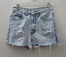 Vintage Guess Light Blue Women's Denim Jean Shorts Size 29 Distressed Cut Off