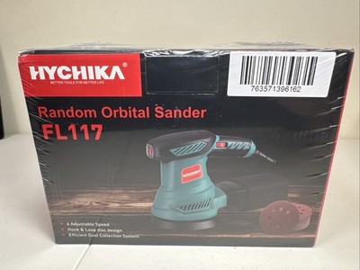 HYCHIKA 5-Inch Random Orbital Sander 13000RPM | 6 Speeds |12 Sandpapers Included