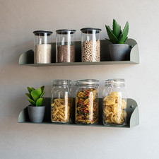 Libreria Da Parete Sospesa | Set Di 2 Mensole Da Muro Design in Metallo Verde Ol