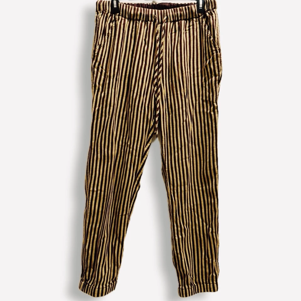 Pantalones de jersey de algodón a rayas doradas Ace & Jig bolsillos laterales para mujer talla pequeña Foto 2 de 4
