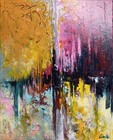 Tableau abstrait CITY Art contemporain paysage abstrait déco murale 41x33 signé