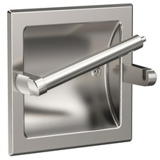 Brushed Nickel Recessed Toilet Paper Holder, Contemporary Hotel Style Pivotin...