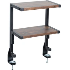 Clamp-on 13 inch Above or Below Desk 2-Tier Shelving Unit for Table , Gaming ...