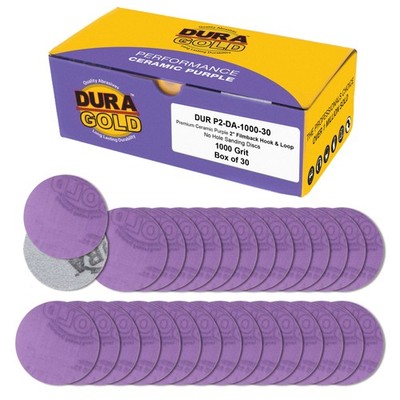 1000 Grit 2'' Purple Ceramic Sanding Discs, Box of 30 - Hook & Loop Sandpaper