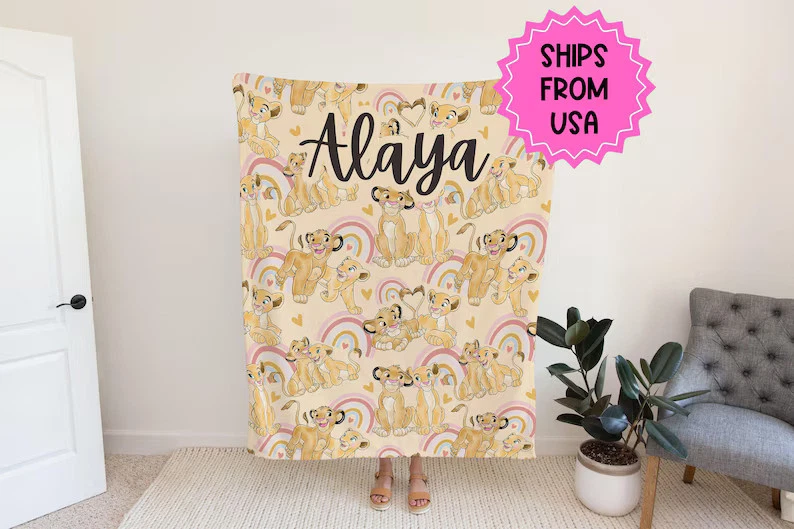Personalized Disney Lion King Simba Fleece Blanket