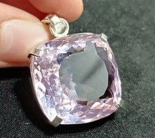 Certified Natural Kunzite 90 Ct Pink Gemstone 925 Solid Silver Pendant