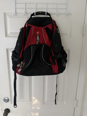 Swissgear Men's Backpack Black Red Multifunction Airflow Media Pocket Laptop Bag