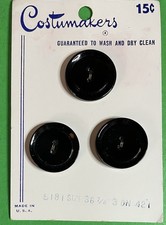 (3) VINTAGE 7/8" COSTUMAKERS BLUE PLASTIC 2-HOLE BUTTONS NOS CARD-O8