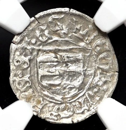 HUNGARY. Sigismund of Luxembourg, 1387-1437. Silver Denar, NGC AU58