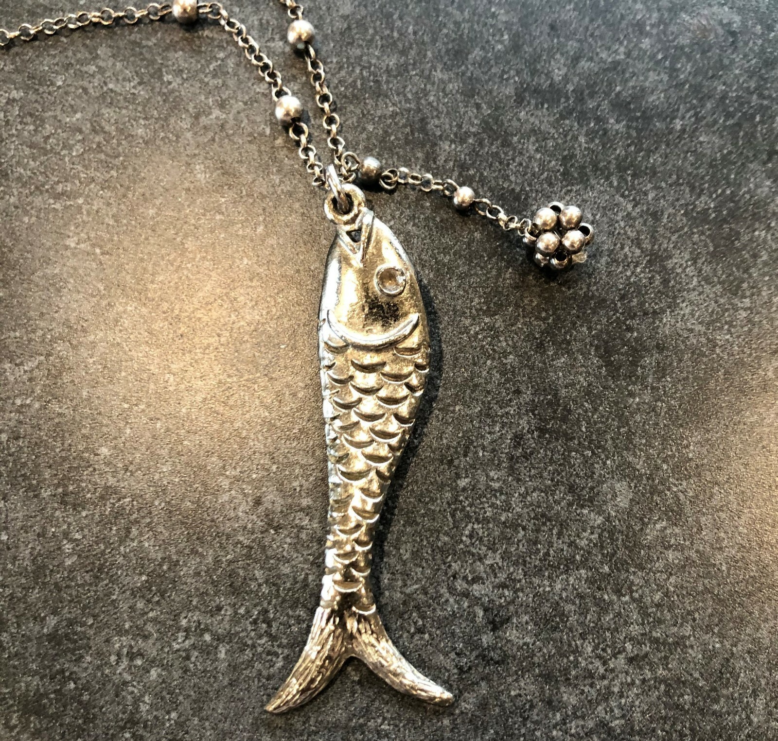Chain Fish Pendant Necklace 925 