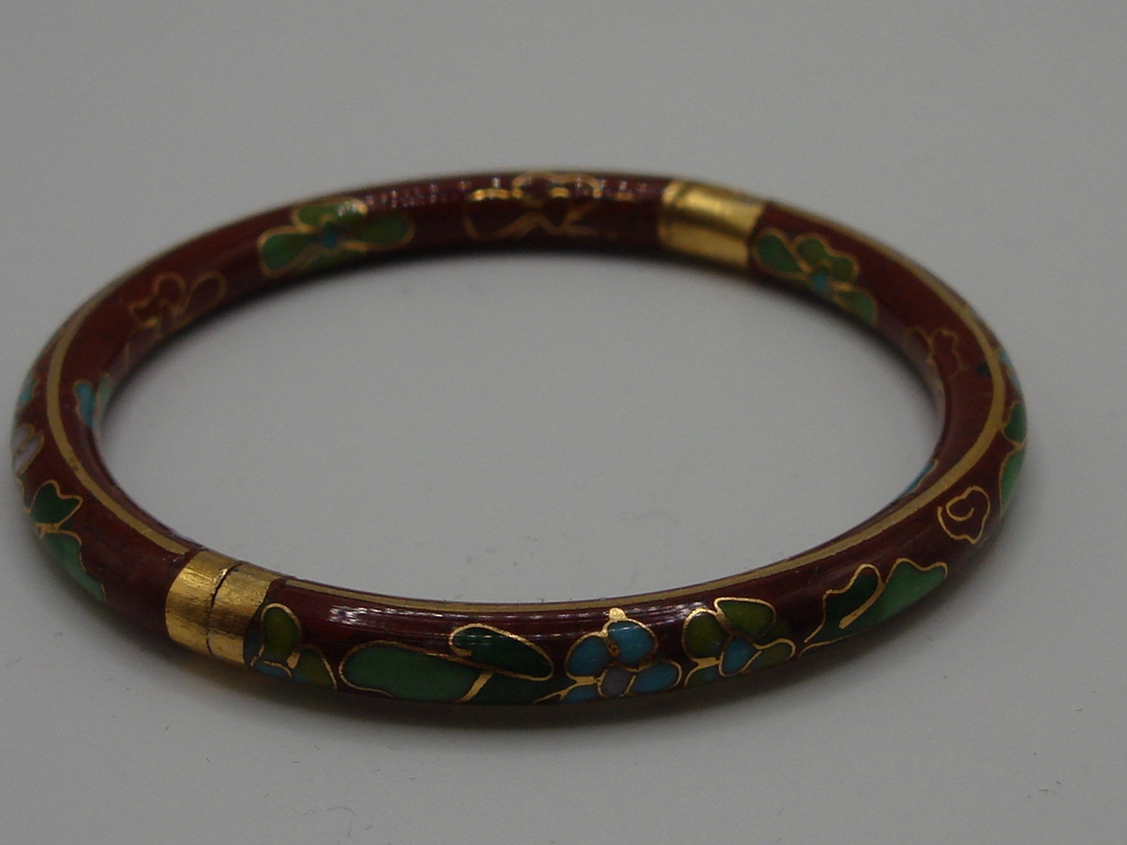 VINTAGE PETITE ORIENTAL CLOISONE ENAMEL HINGED BA… - image 3