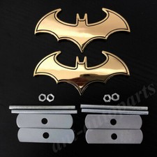 2pcs Metal Golden Batman Dark Knight Mask Car Front Grille Emblem Badge Decals