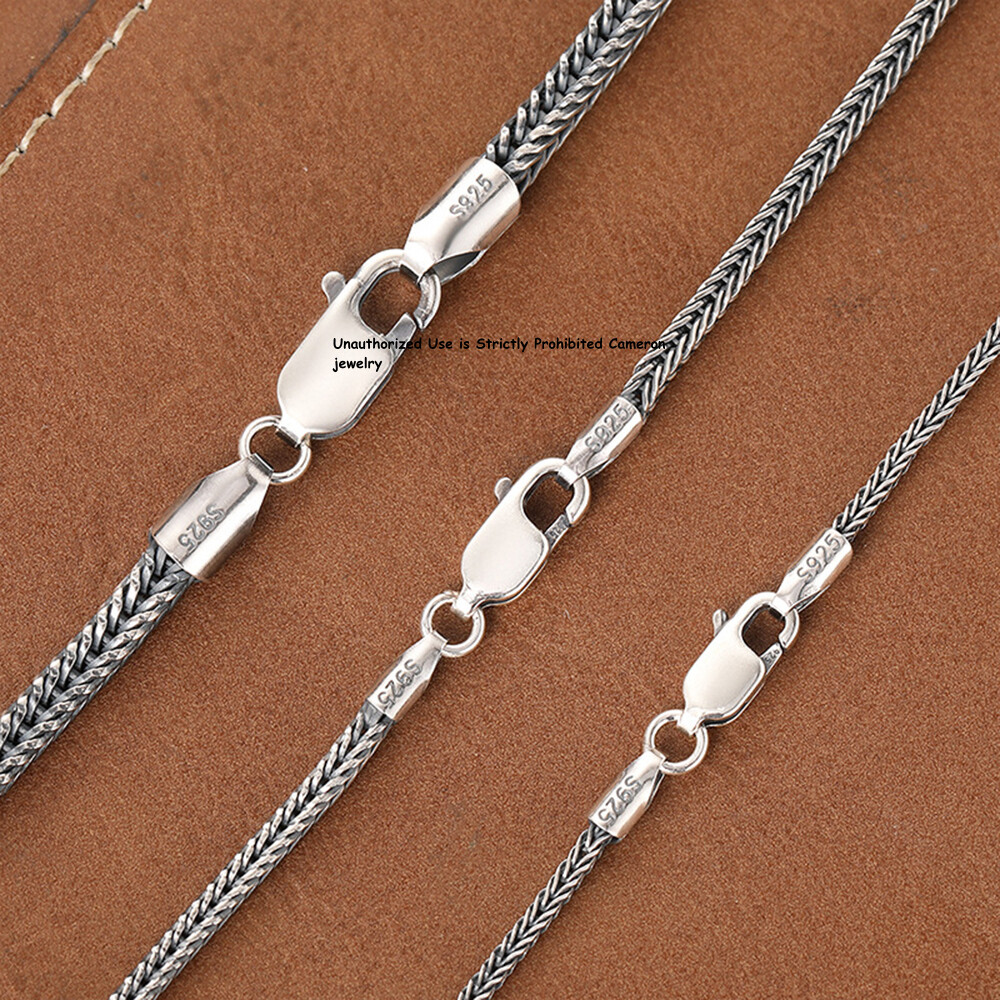 Pure S925 Sterling Silver Chain 1.5mm-3mm Lucky Wheat Link