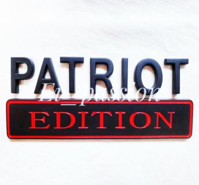 The PATRIOT EDITION Black Universal Letters Car Hood Trucks logo CUSTOM EMBLEM