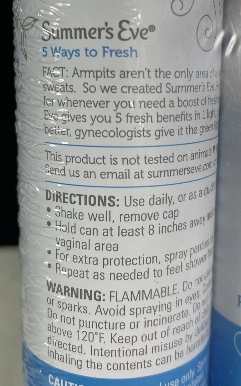 Pack of 3 Summer's Eve! Baby Powder 2 oz Feminine Deodorant Spray New