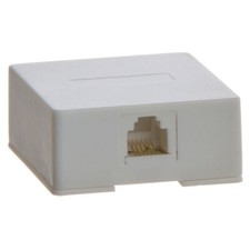 1 Port Telephone Phone Surface Mount Box Wall Plate Jack RJ12 RJ11 6P6C White