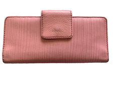 VTG FOSSIL Wallet Pink Leather Exterior 2 section Credit Cards Exterior Pocket