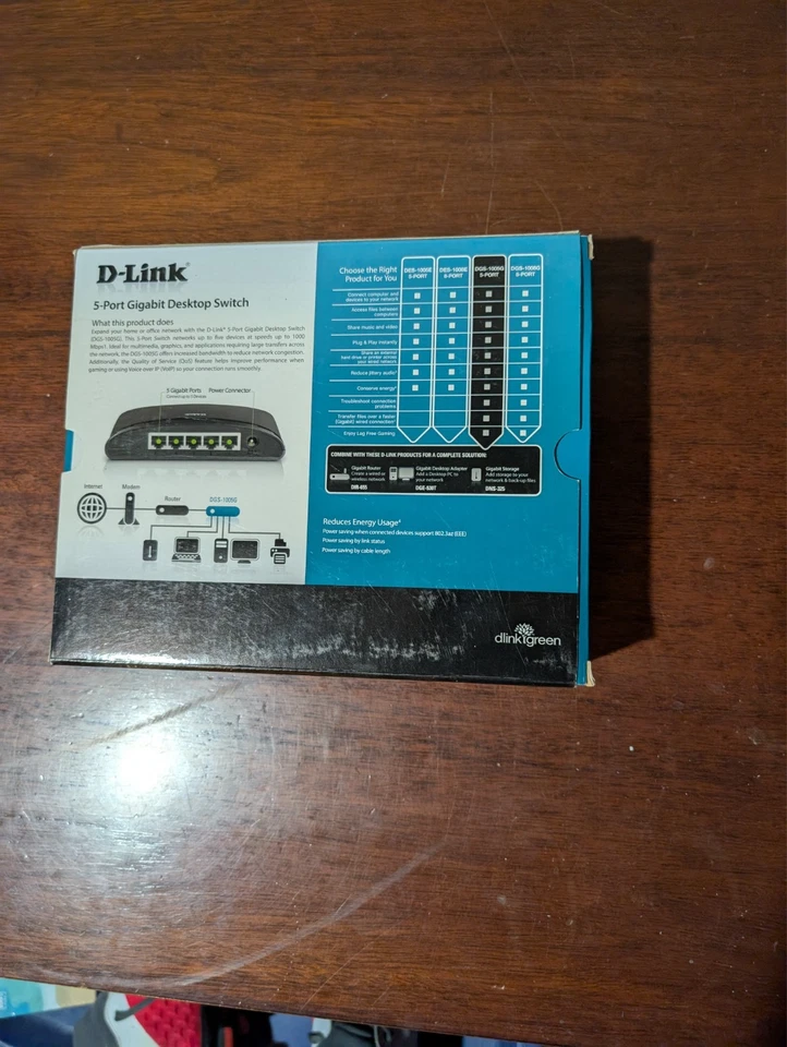 D-Link DGS-1005G 5-Port Gigabit Desktop Switch 1000mbps NEW Sealed Eco-friendly - Image 4 of 4
