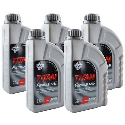 Fuchs 5 Quart TITAN FORMULA GF-6 SAE 5W-20 Engine Oil 5 x 1q for Ford Mazda