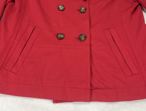 Chico’s Red Lined Pea Coat Removable Faux Fur Collar Women’s 2 US-L - Picture 3 of 5