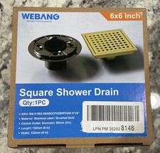 WEBANG 6 Inch Square Shower Floor Drain with Flange