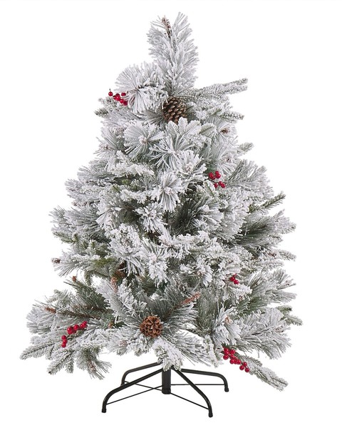 KüNstlicher Weihnachtsbaum Mit Schnee Zapfen Dekoration 120 Cm Weiß Masala-image