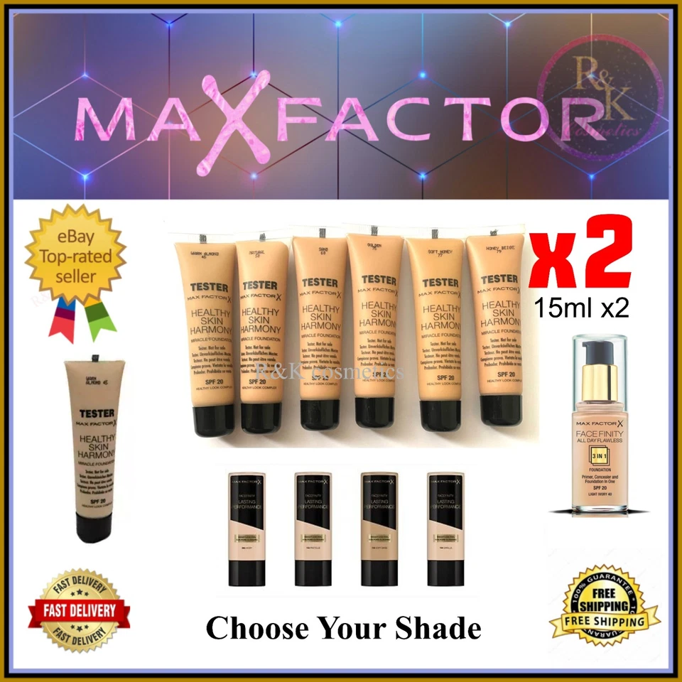 x2 Max Factor Testers Foundation 15ml x2 Choose Style & Shade SPF 20 New
