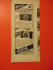 1938 Falcon Cameras Miniature and Candid photo art print ad