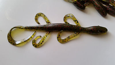100 pk 6'' Lizard - WATERMELON RED FLAKE - Soft Plastic Bass Fishing - SCENT SALT