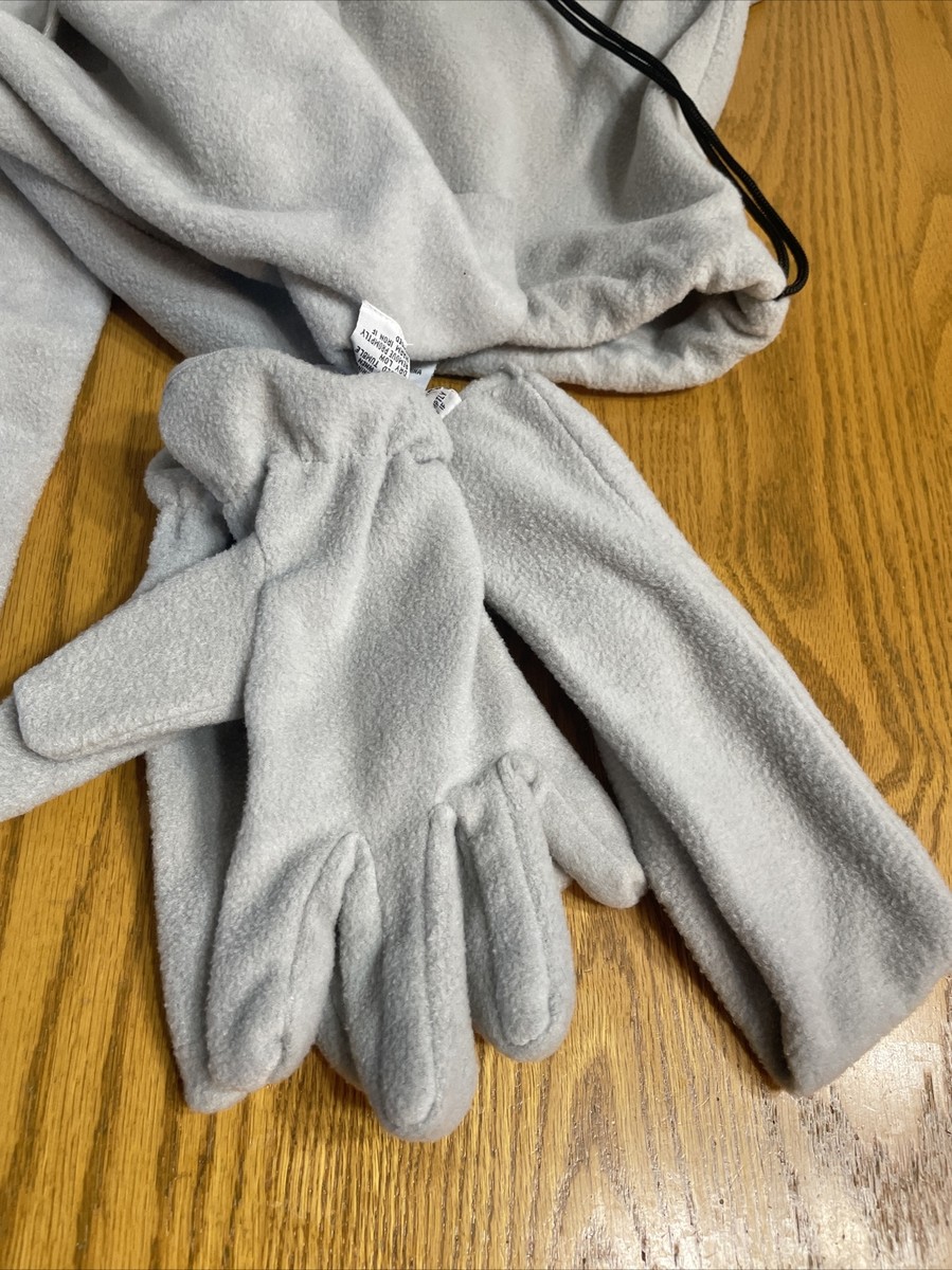 Piece Travel Set Gray Flannel Scarf Headband Gloves Drawstring