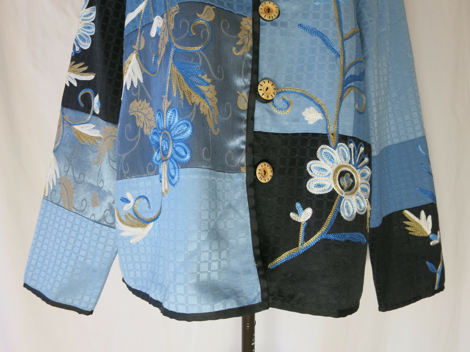 Alex Kim Blue Patchwork Embroidered Jacket Jacqua… - image 4