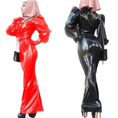 Femmes sexy col roulé sexy club en cuir hobble robe moulante à manches longues - Photo 1/4