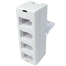 BT UK Telephone 4 Way Adapter Phone Socket Point Quad Splitter Four 4 in 1 White