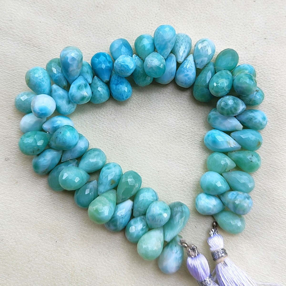 Natural Larimar Gemstone 11x7 to 12x8 mm Size Faceted Teardrop