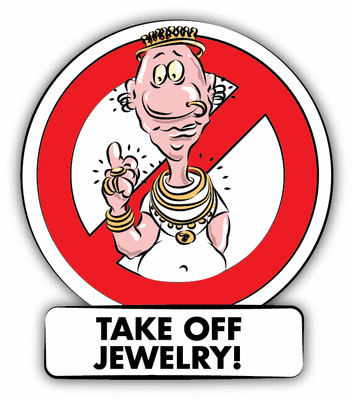 Take Off Jewelry Funny Cartoon Ban Stop Sign Car Bumper Sticker Decal 5