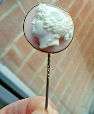 9ct Oro Cameo Spilla Classica Corallo Pin Antico c1900 O 10s Superbo