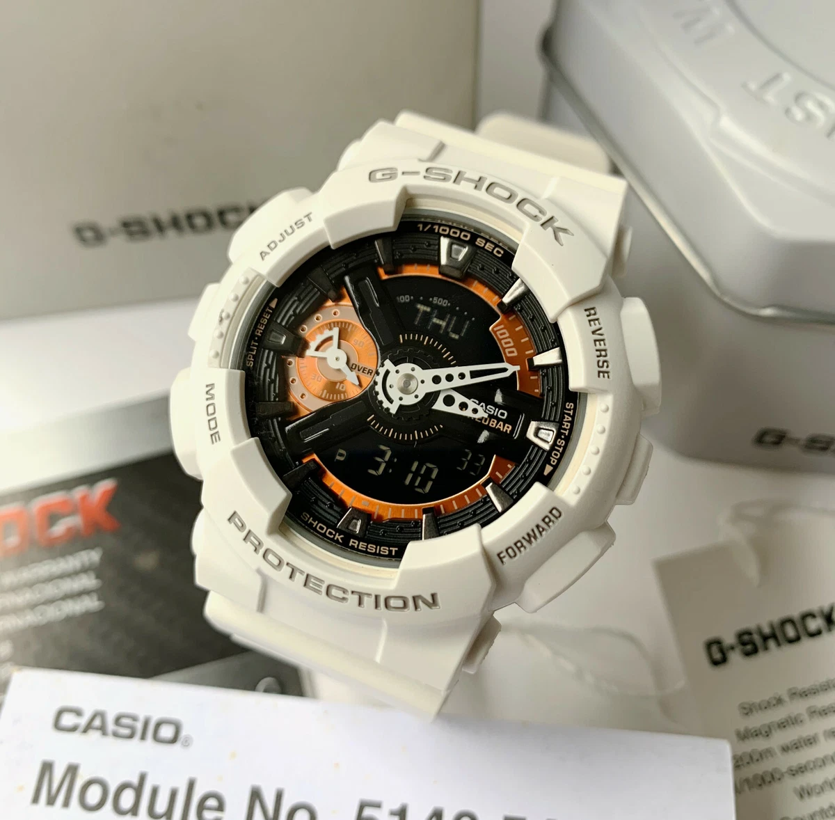 Casio G Shock S Series GMAS110CW 7A2 White Resin with Copper