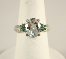 10.5X8.6 MM. CLEAR TOPAZ  GREEN PRASIOLITE STERLING 925 RING