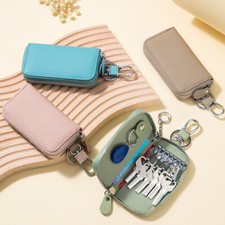 Men Women Leather Car Key Holder Organizer Zipper Wallet Case Keychain Pouch Bag