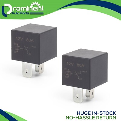 2X Automotive Heavy Duty 4 Prong Relay fit 4-PIN 12V DC 70 AMP Plug-in