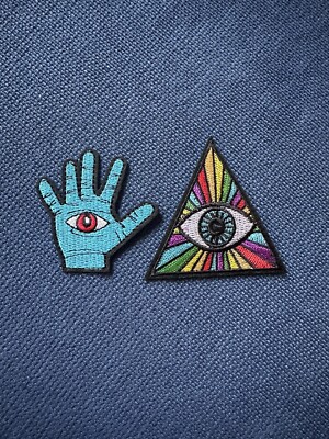 Embroidered Patch Eye On Palm And Triangle