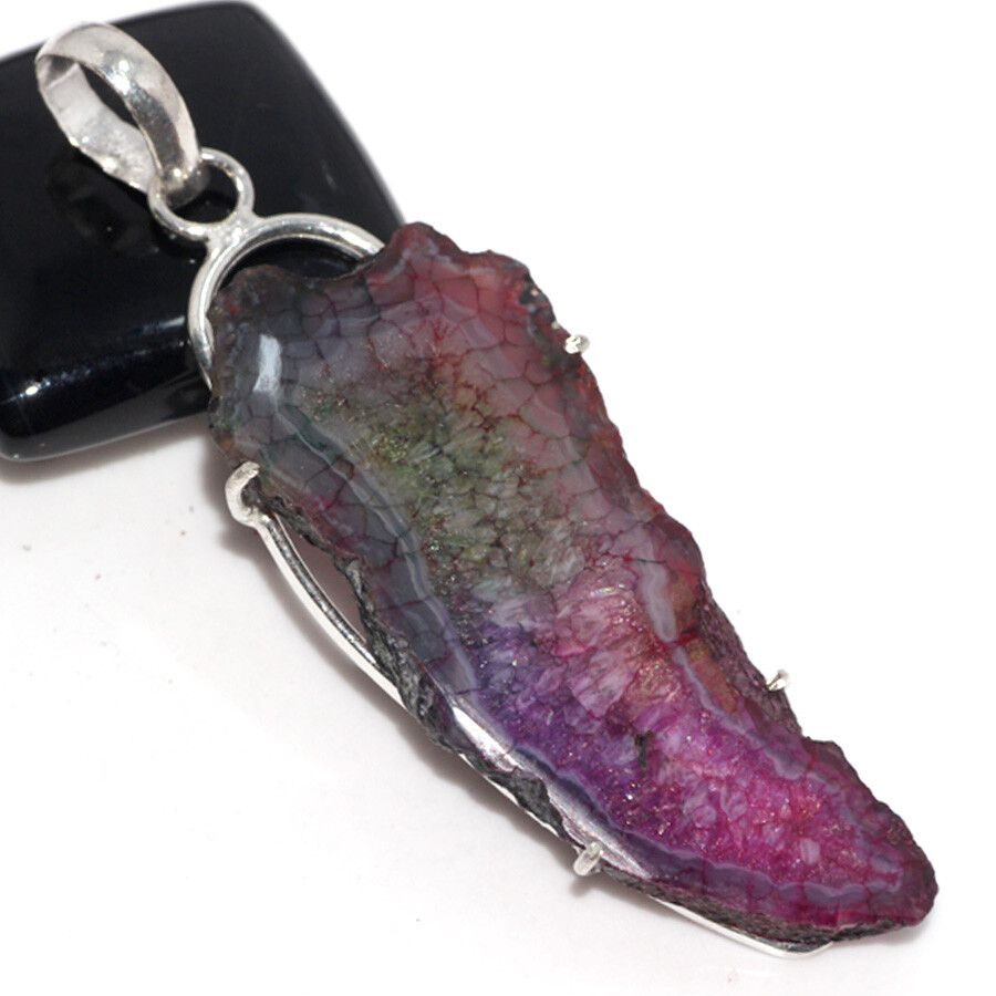 Rainbow Solar Quartz 925 Silver Plated Pendant 3