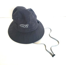 Outdoor Research Gore-Tex Black Bucket Sun Hat w/ Chain Strap Size Small