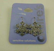 dangle crystal snowflake theme earrings xmas Claire's sensitive solutions