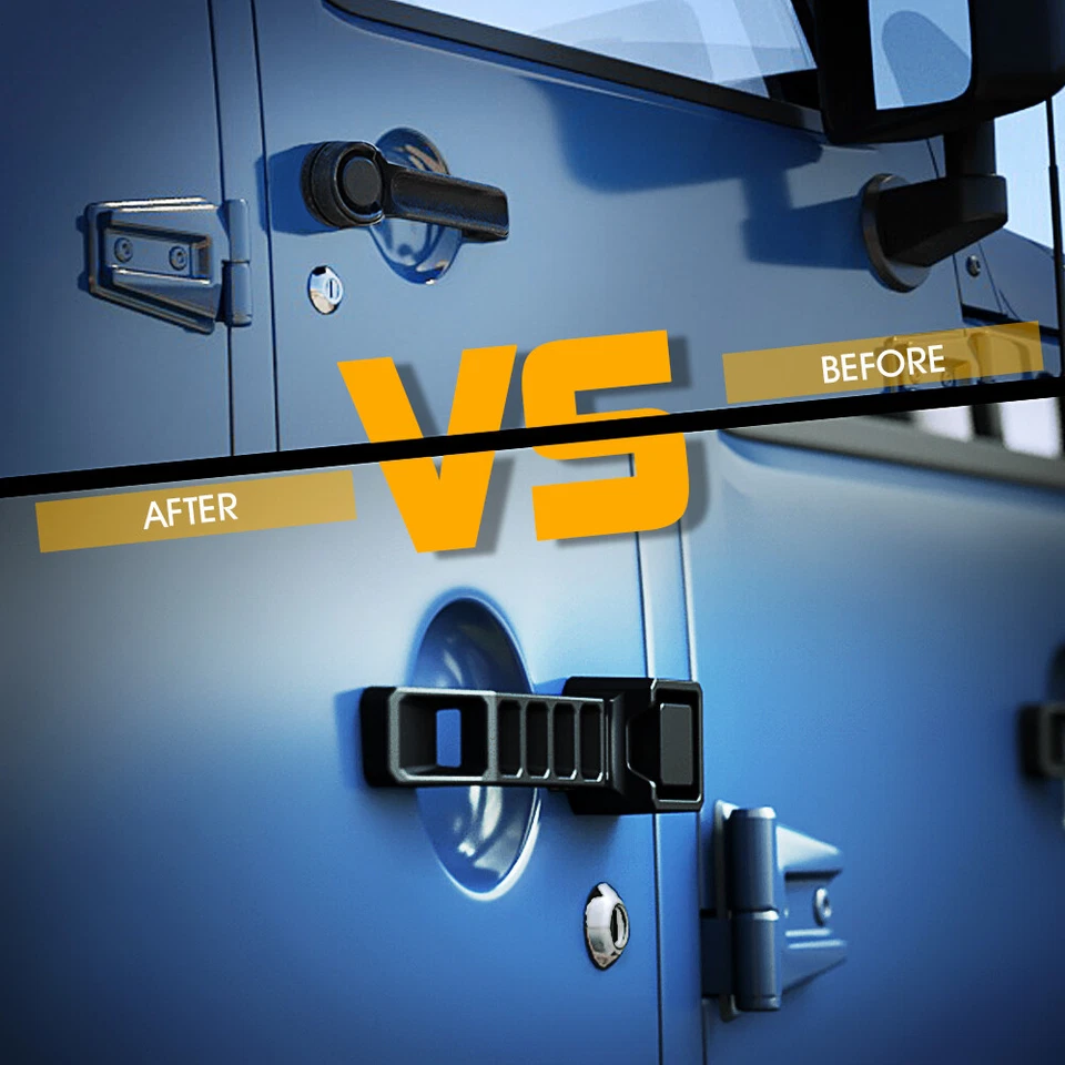 Kit de 5 manijas de puerta exteriores Xprite aluminio negro para Jeep Wrangler JK 07-18 Foto 3 de 4