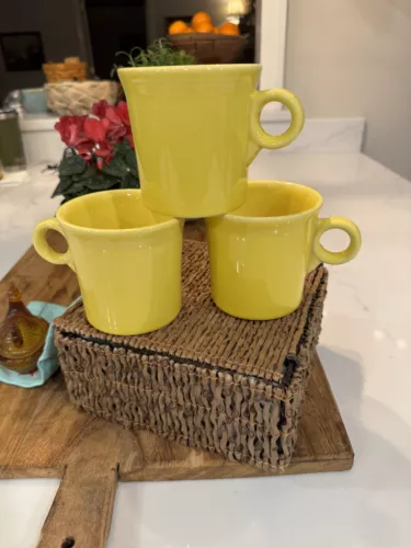 Fiesta Homer Laughlin  HCL Coffee/Tea Mugs - Yellow O-Ring Tom and Jerry Handle