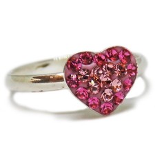 Size 3 1/4 Sterling Silver Pink Rhinestone Heart Ring