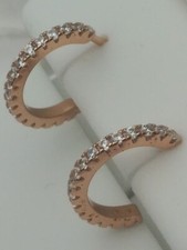 925 STERLING SILVER ROSE GOLD plated FANCY HOOPS CZ Hoop earrings 12mm